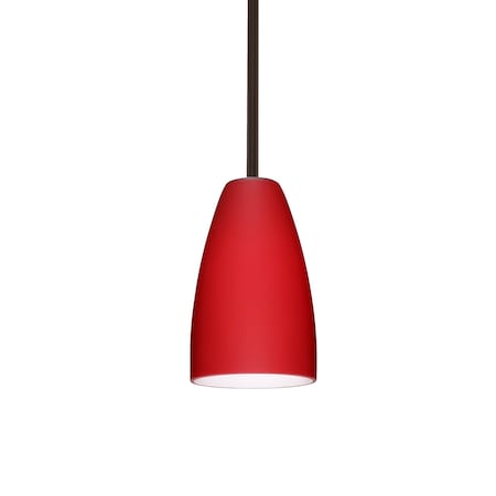 Besa Lighting Riva 9 Cord Pendant, Ruby Matte, Bronze Finish, 1x9W LED 1TT-1511RM-LED-BR